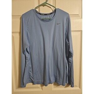 Nike Running Dri Fit Long Sleeve Shirt Mens 2XL Baby Blue Activewear Gym Lifting